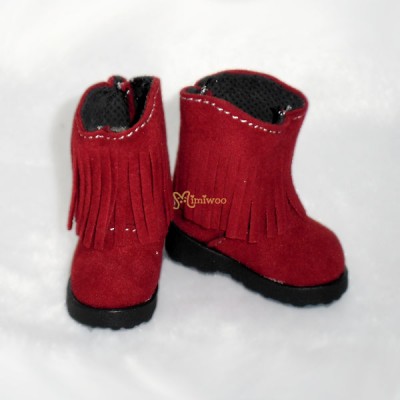 Yo-SD 1/6 BJD Doll Shoes Velvet Tassel Boots Red SHU045RED